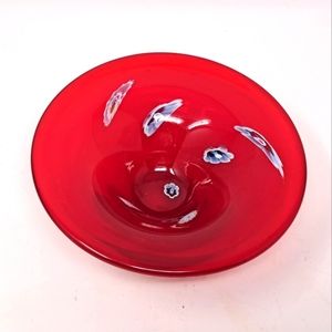 Red Art Glass Millefiori Dish